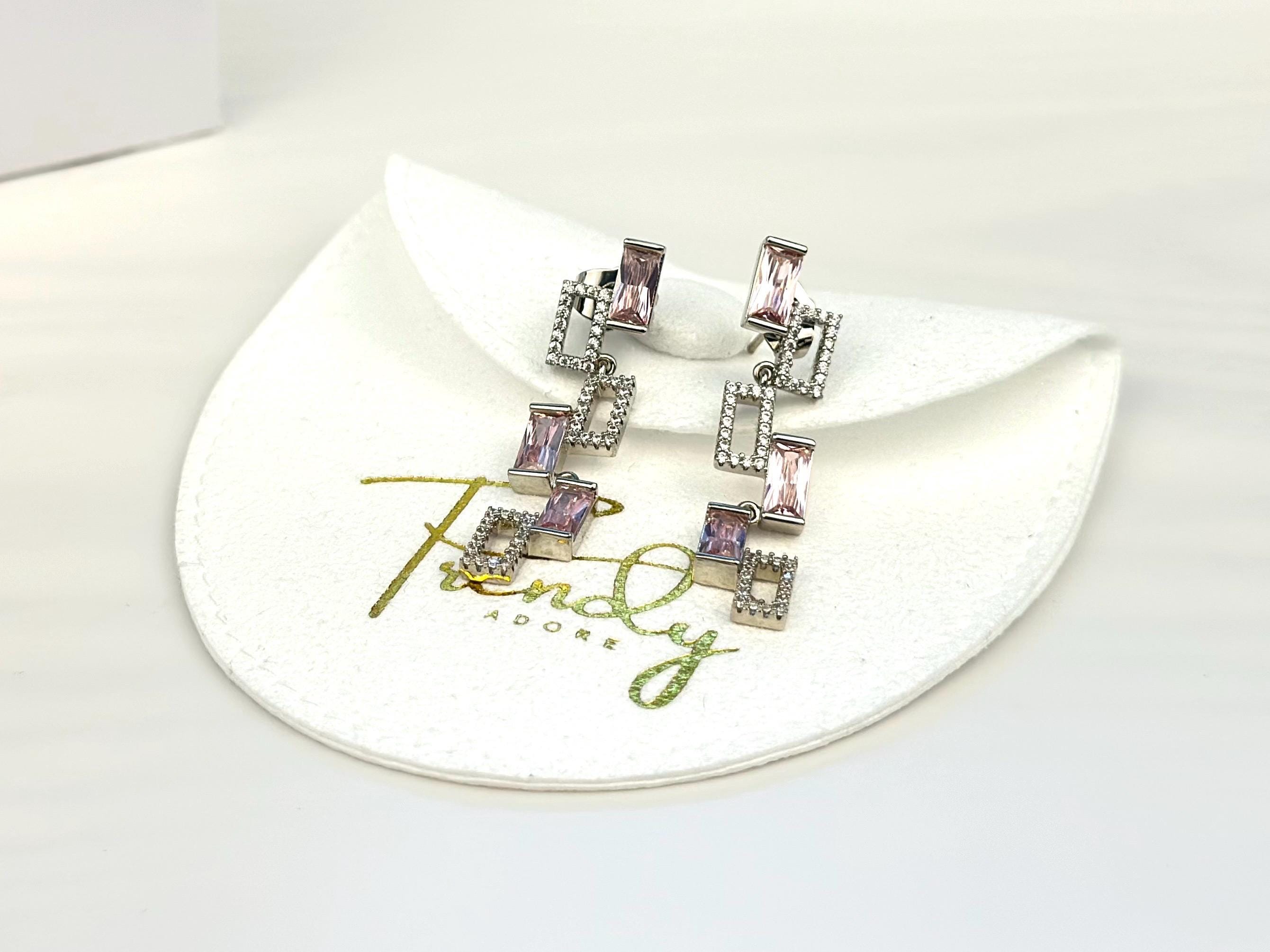 Gorgeous Pink Earring, Personalized Jewelry Gift with Handwritten Note, Dangles Earrings for Sensitive Ears, Nontarnish Jewelry Gift for Her - 2nd Image