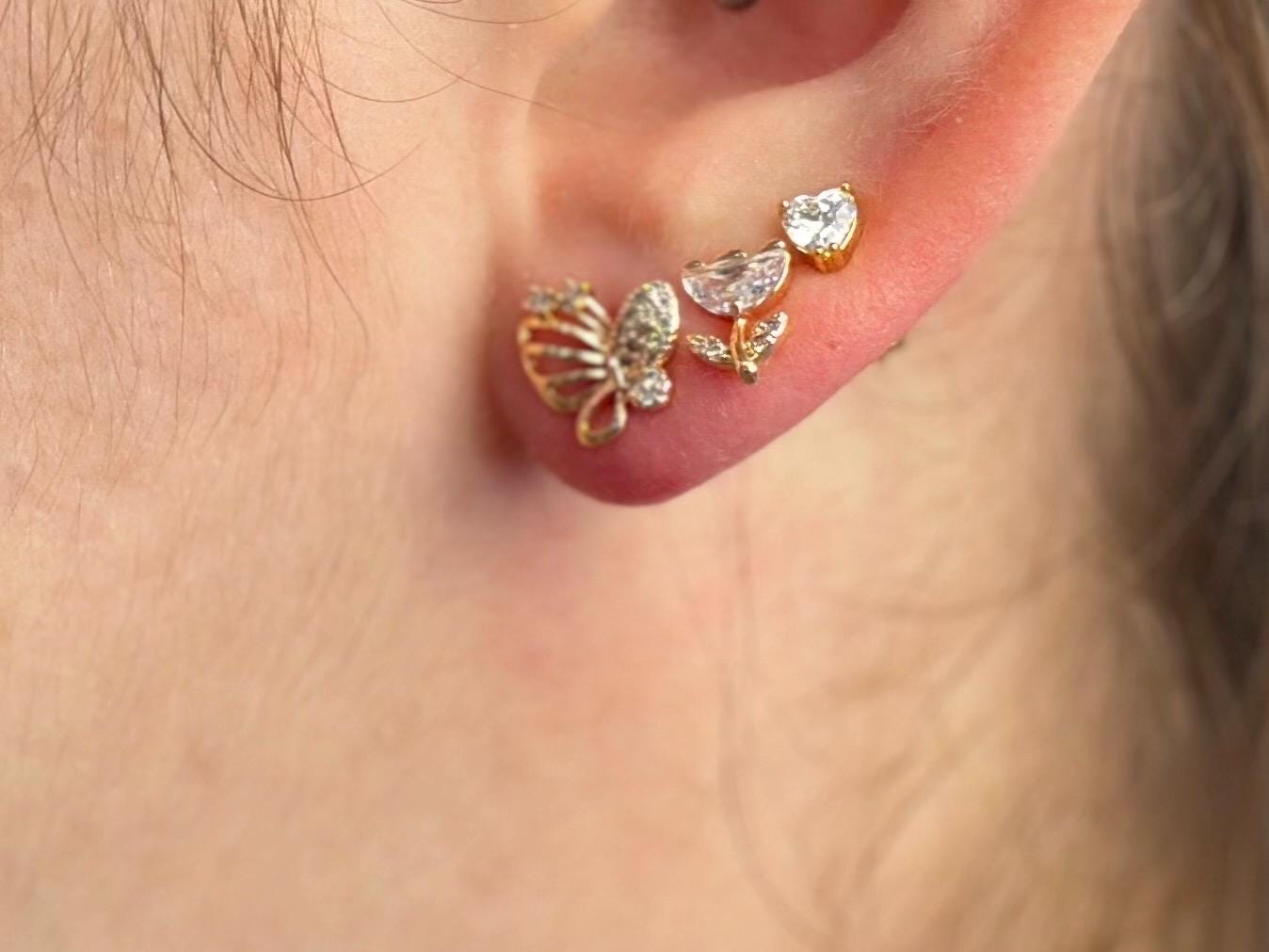 Gold Filled Butterfly Stud Earrings with Personalized note for Teen, Earrings for Men, Women, Jewelry Gift for Daughter, Gift for Girlfriend - 2nd Image