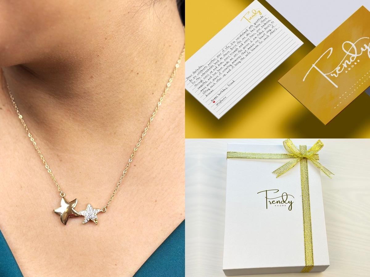 18k Gold Filled Necklace with Star Charm Pendant, Chain Necklace, Personalized gift, Handwritten note, Summer Necklace, Jewelry Gift for Her - 2nd Image