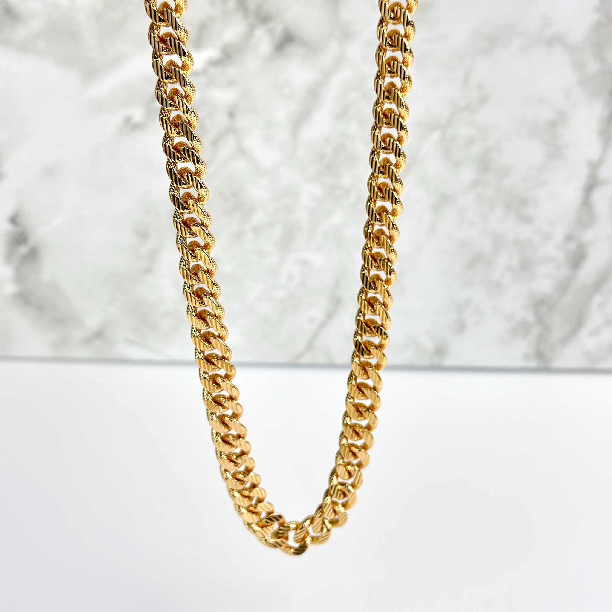 18k Gold Cuban Link Chain for Men, Personalized note Necklace Gift for Him, Waterproof Real Gold Filled Over Sterling Silver Curb Chain Gift