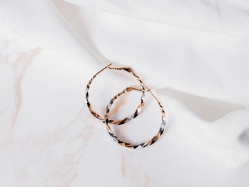 Two Tone Silver & Rose Gold hoop Earrings, Personalized Handwritten Message, Statement Hoop Jewelry for Women, Custom Jewelry Gift for Her