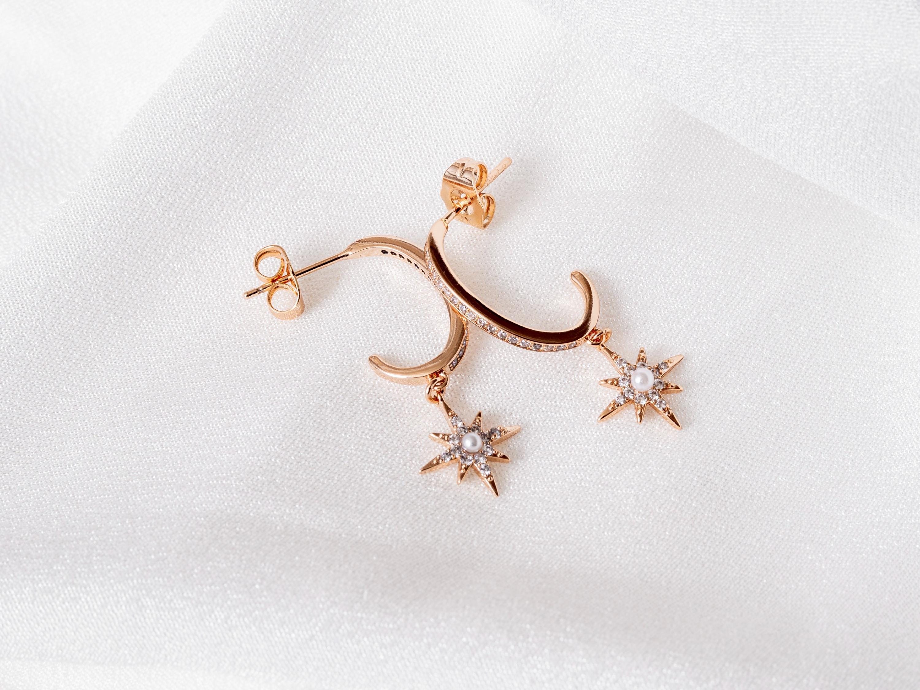 Elegant 18K Gold Filled Earrings Star Gold Earrings Crystals Fashion Earrings for Women Star Earrings Prom Earrings Mothers Day Gift for Her - 2nd Image