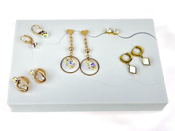 5 Piece Earring Set Gold Earring with White Theme Summer Jewelry Set| Gold Jewelry Set | Mothers Day gift for her Mom